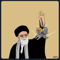 طرح/ واکنش کمال شرف، کارتونیست یمنی به حضور آیت‌الله خامنه‌ای در حسینیه امام خمینی