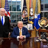 عکس/ جلسه ترامپ و نتانیاهو به همراه ونس معاون رئیس جمهور آمریکا