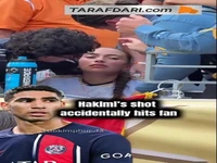عذرخواهی اشرف حکیمی از یکی از هواداران رئال مادرید که مورد اصابت شوت او قرار گرفته بود