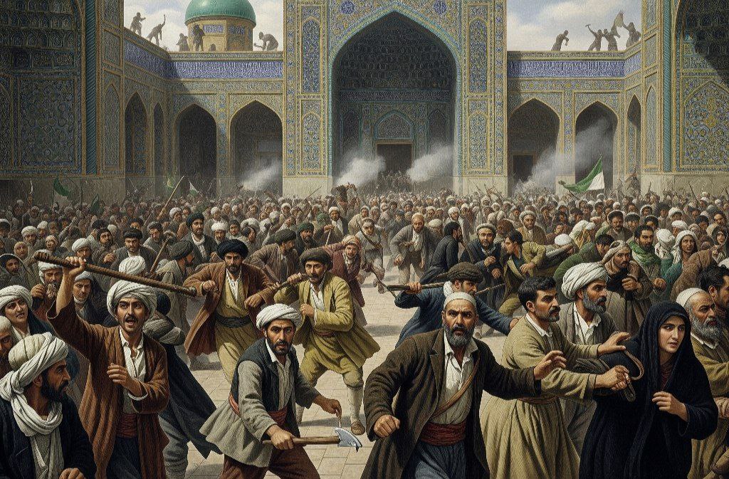 تصویر سازی هوش مصنوعی از واقعه ۲۱ تیر مسجد گوهرشاد