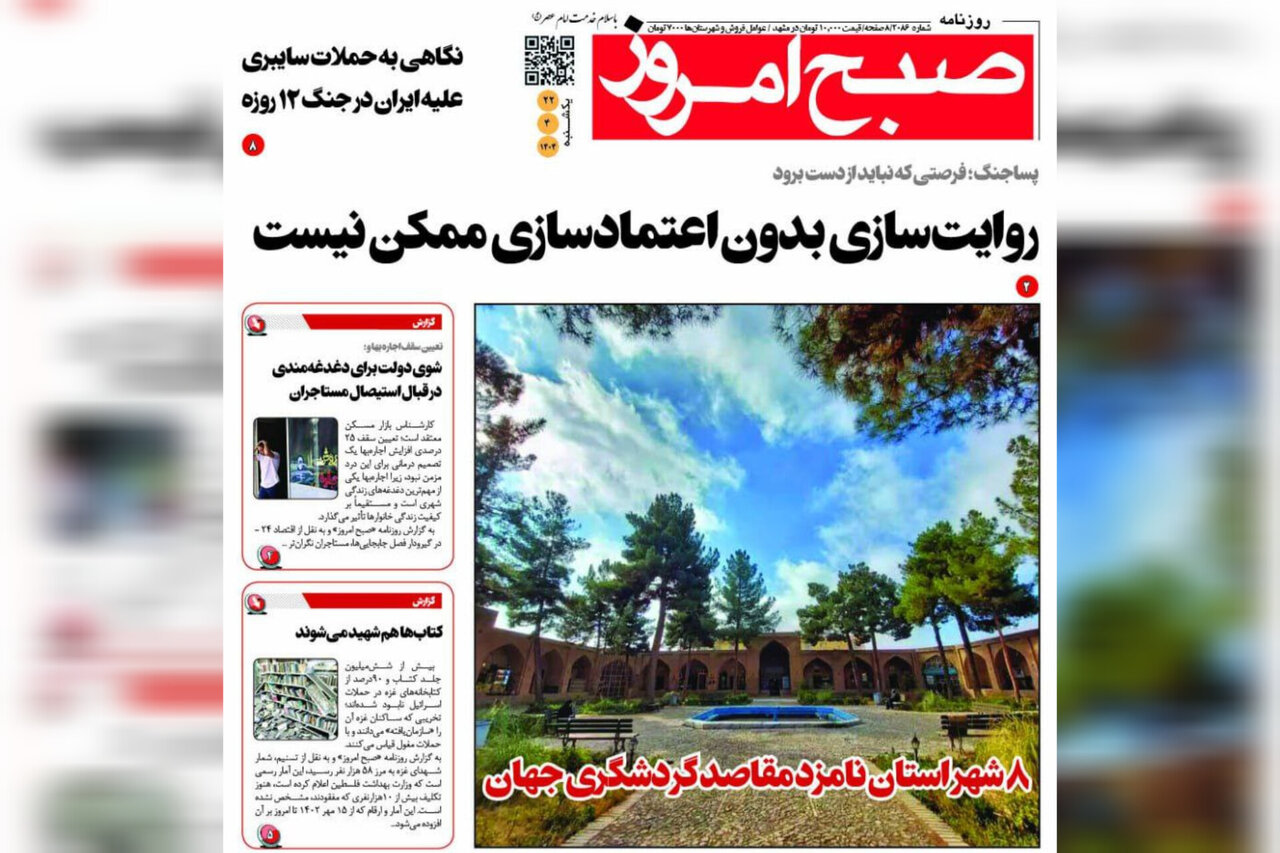 صفحه اول روزنامه‌های خراسان رضوی در ۲۲ تیرماه 