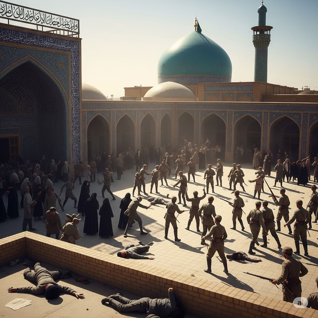 تصویر سازی هوش مصنوعی از واقعه ۲۱ تیر مسجد گوهرشاد