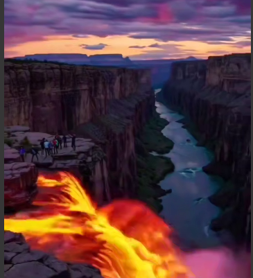 پدیده نادر "آتشین شدن آبشار" (Firefall)