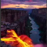  پدیده نادر "آتشین شدن آبشار" (Firefall) 