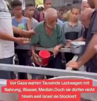 شهادت پیرمرد فلسطینی در صف غذا تنها چند ثانیه قبل از اینکه ظرفی غذا به او بدهند