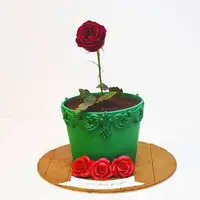 بدون خامه کشی یک کیک گلدونی درست .کن