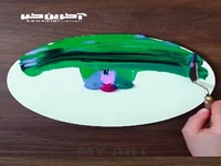 نقاشی انعکاس درختان در آینه دریا