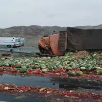 واژگونی کامیون در جاده اهر - تبریز