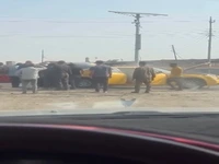 آتش گرفتن خودرو در به علت گرمای شدید در عراق