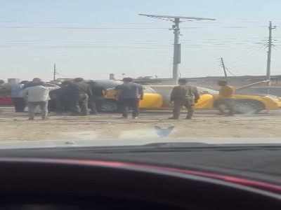 آتش گرفتن خودرو در به علت گرمای شدید در عراق