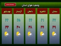 کمینه و بیشینه دمای سیزدهم مرداد در سمنان