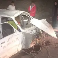 عکس/ حادثه واژگونی وانت مزدا در محور هراز