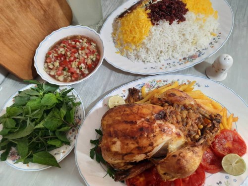 از شما/سلام دوستان ناهارامروزمامرغ شکم بازرشک پلو