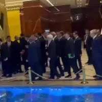 ورود عارف به محل برگزاری اجلاس در شهر آوازه ترکمنستان