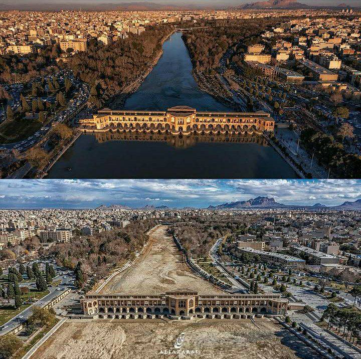 تصاویری غم‌انگیز از زاینده رود در گذر زمان