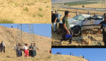  واژگونی خودروی پژو پارس در محور طاقانک به شمس‌آباد