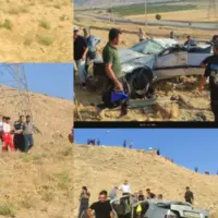  واژگونی خودروی پژو پارس در محور طاقانک به شمس‌آباد