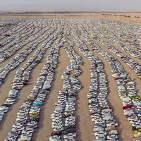 تصاویر هوایی از پارکینگ‌های مرز مهران