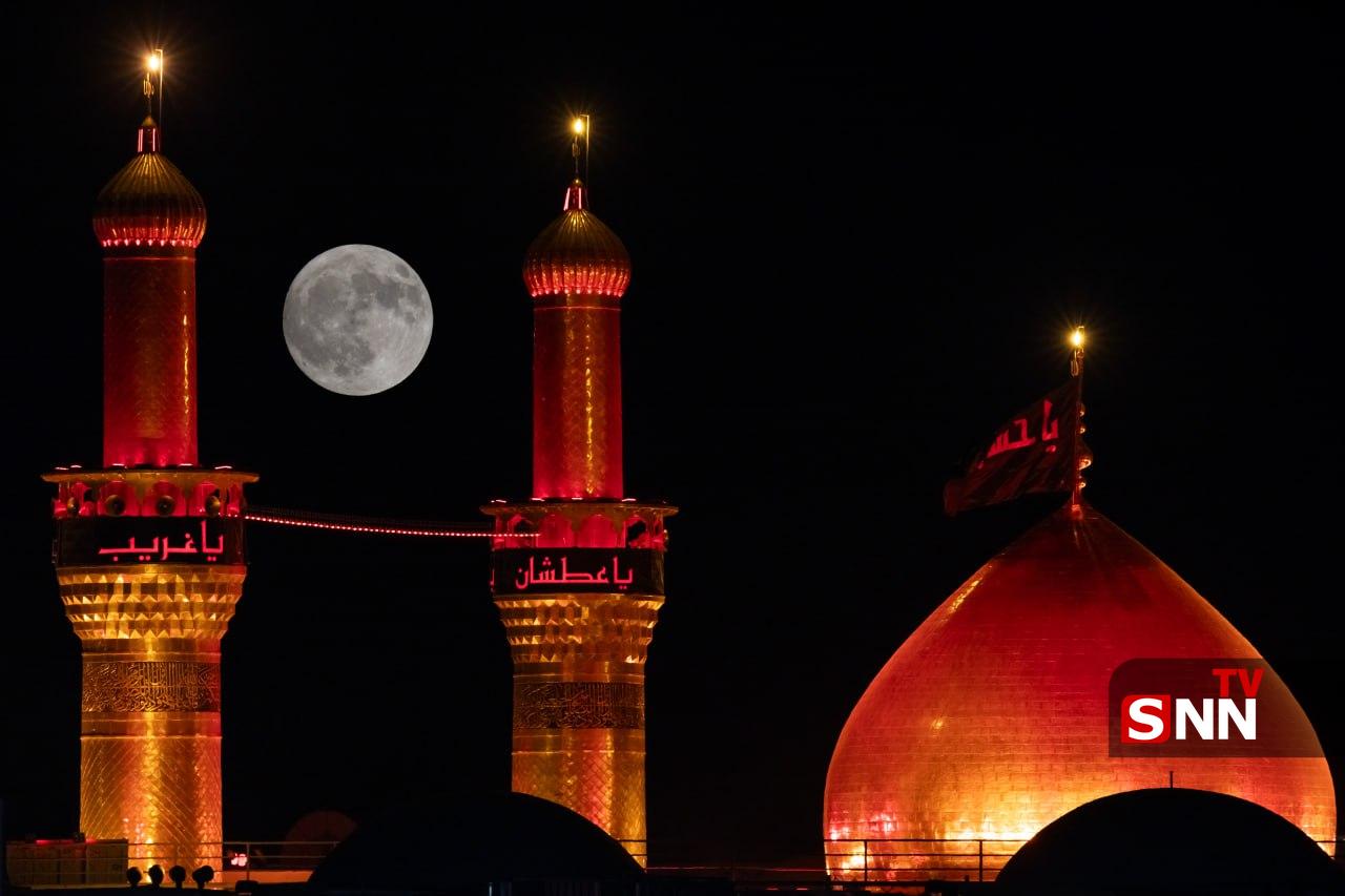 عکس/ تصاویری زیبا از ماه کامل بر فراز آسمان حرم اباعبدالله الحسین(ع)