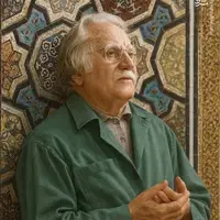 عکس/ مرحوم استاد فرشچیان در لباس خادمی امام رضا(ع)