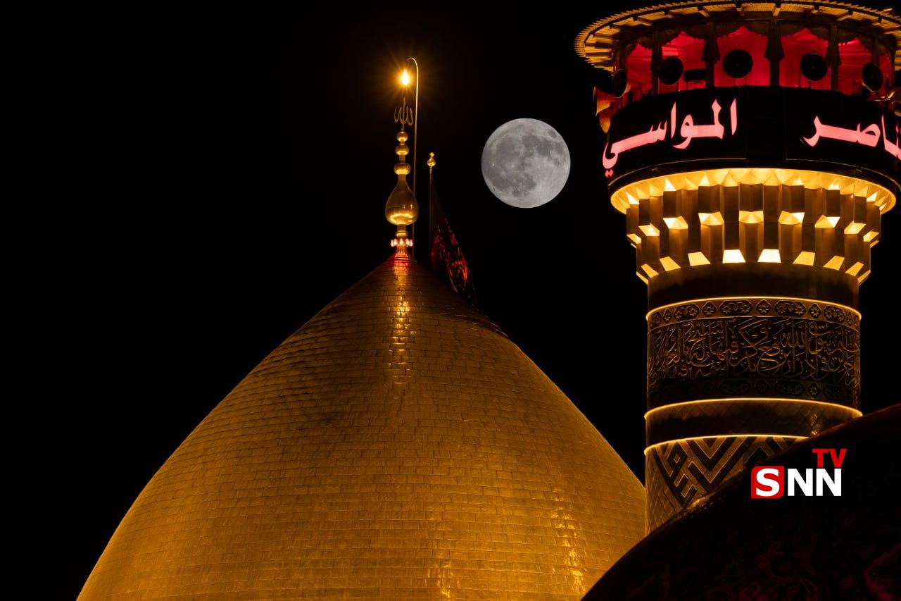 عکس/ تصاویری زیبا از ماه کامل بر فراز آسمان حرم اباعبدالله الحسین(ع)