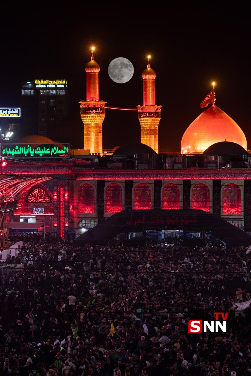 عکس/ تصاویری زیبا از ماه کامل بر فراز آسمان حرم اباعبدالله الحسین(ع)