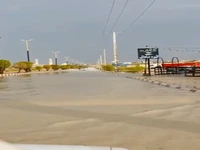 آبگرفتگی معابر طی بارش باران در فتویه بستک