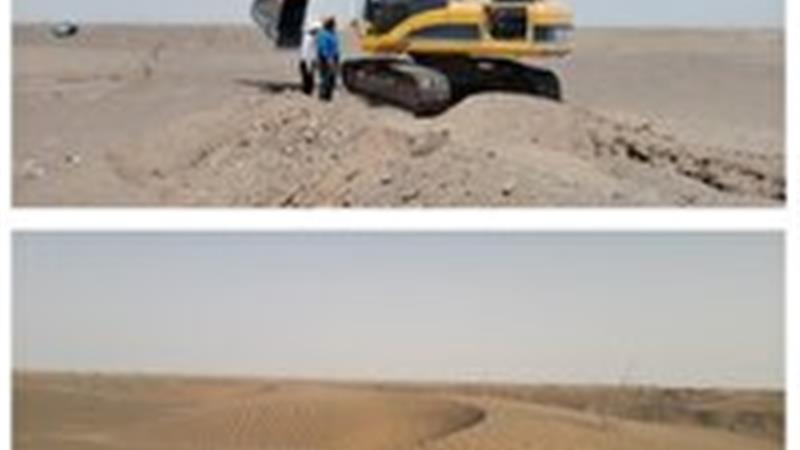 اجرای طرح احداث تله رسوب گیر در منطقه دارین طبس