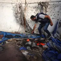 عکس/ تصاویری از محل حمله اسرائیل به چادر خبرنگاران در غزه