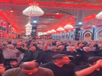 طنین شعار اباالفضل علمدار خامنه‌ای نگهدار در کربلای معلی