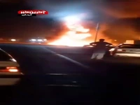 برخورد و آتش گرفتن 2 سوخت‌بر روبه‌روی پمپ بنزین زهکلوت