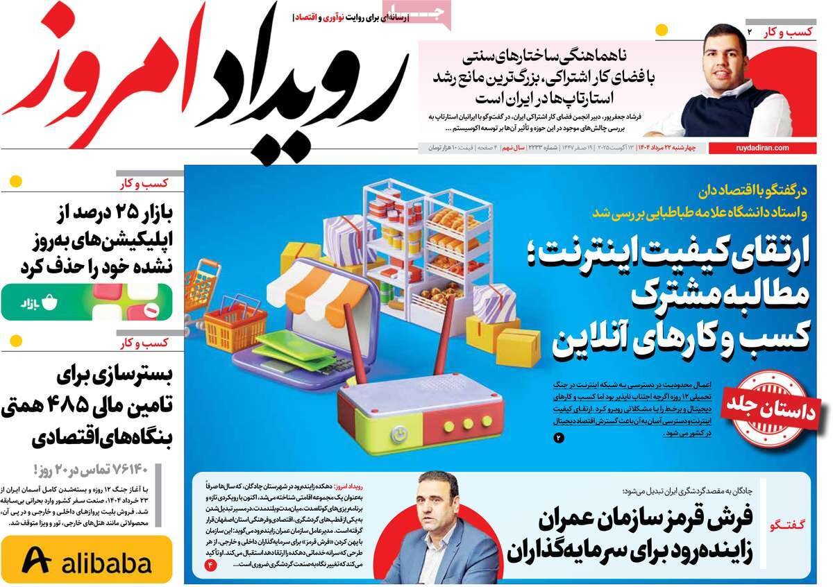 صفحه نخست روزنامه‌های اصفهان در ۲۲ مرداد