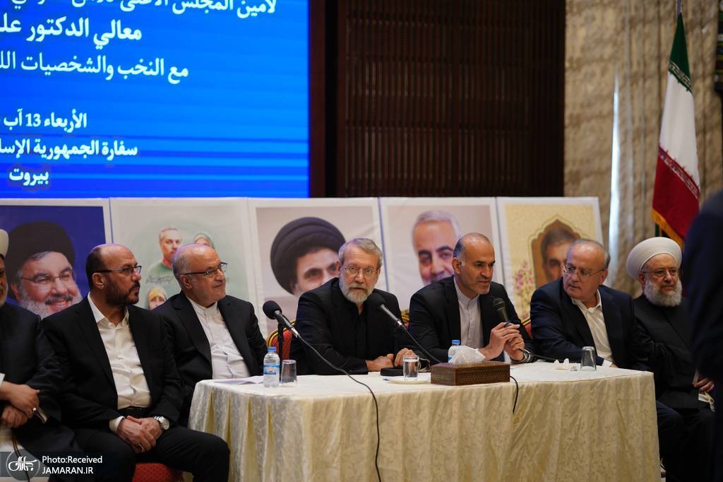 عکس/ نشست علی لاریجانی با نخبگان و شخصیت‌های لبنانی و فلسطینی 