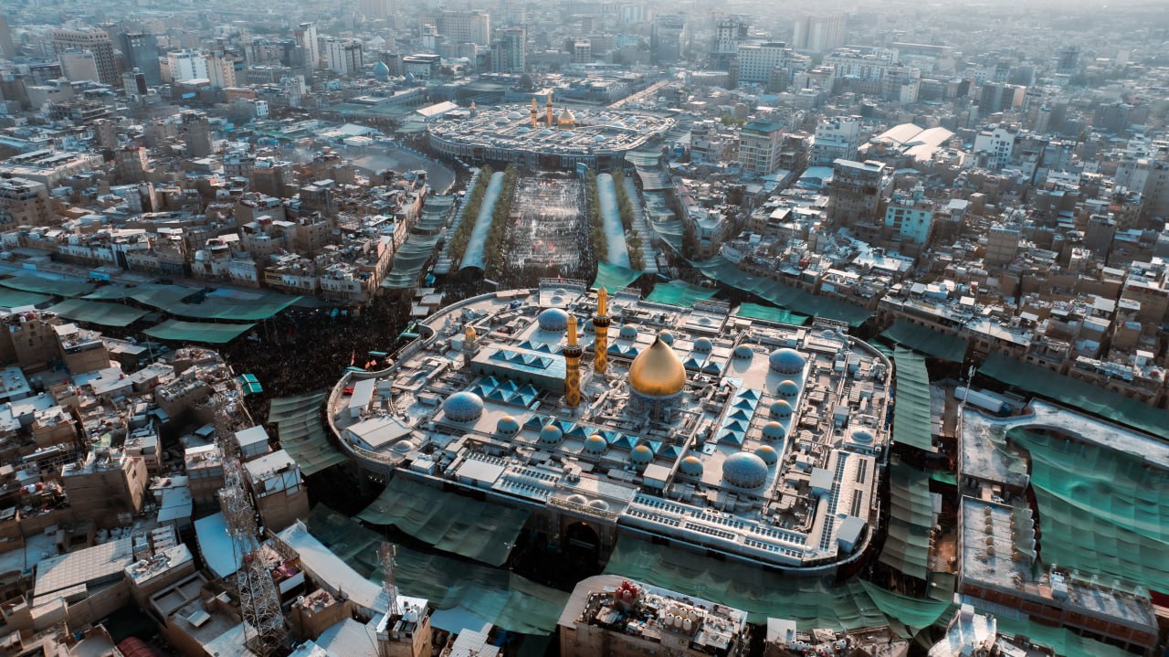 عکس/ تصاویر هوایی از بین‌الحرمین کربلا در آستانه اربعین حسینی 