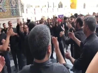 عزاداری زائران و مجاوران حرم رضوی در روز اربعین