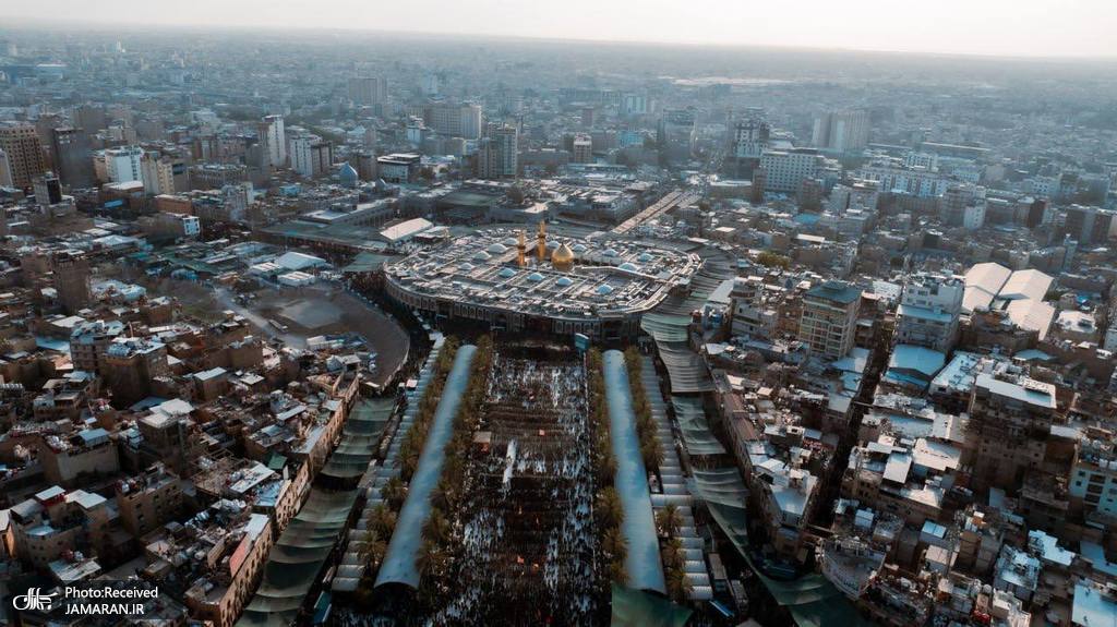  تصاویر هوایی از بین‌الحرمین کربلا در روز اربعین