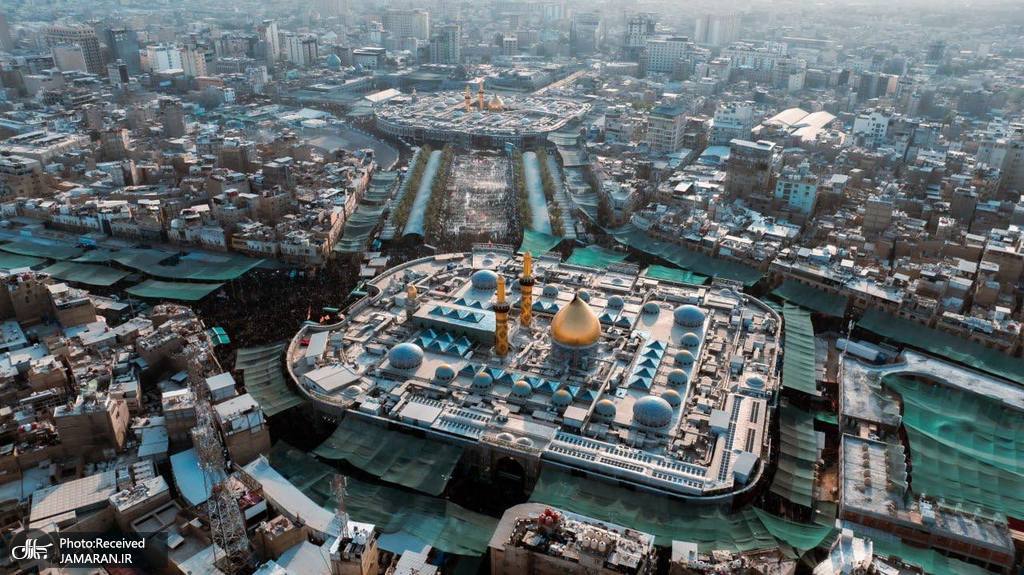  تصاویر هوایی از بین‌الحرمین کربلا در روز اربعین