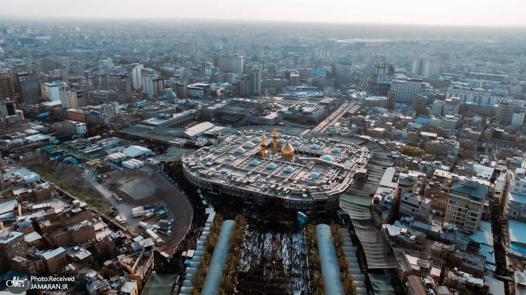  تصاویر هوایی از بین‌الحرمین کربلا در روز اربعین