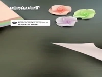 آموزش ساخت گل رُز زیبا با برگه یادداشت رنگی 