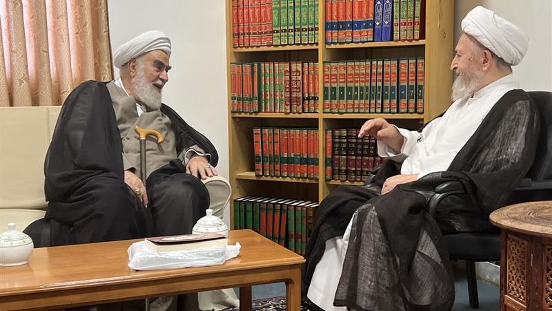 مسوول دفتر مقام معظم رهبری با آیت‌الله سبحانی دیدار کرد