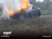 اتفاق عجیب در تمرین تیم گیلانی؛ خودروی گلر داماش در آتش سوخت