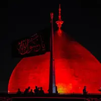 عکس/ برافراشته شدن پرچم عزای پیامبر اعظم(ع) بر فراز ایوان نجف