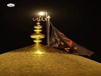 تعویض پرچم عزای گنبد امام حسین(ع) با پایان ماه صفر