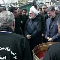  حضور رئیس قوه قضاییه در موکب اصفهانی ها در جوار حرم رضوی