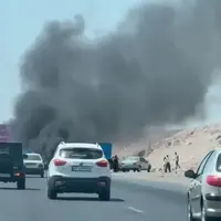 آتش‌گرفتن یک خودرو در اتوبان قم-تهران