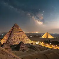 هرم بزرگ جیزه در مصر، کهکشان راه شیری را به نظاره نشسته است