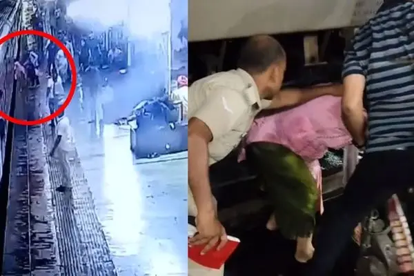 نجات معجزه‌آسای زن از زیر چرخ‌های قطار