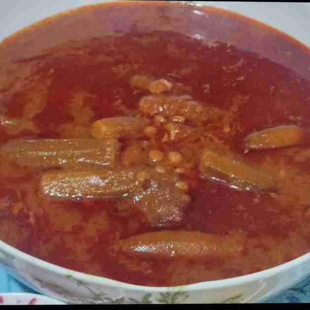 تایم شام...خورشت بامیه..😋نوش نگاهتان 🍅🌶️🍅