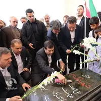 تصاویری از حضور دنیامالی وزیر ورزش در گلزار شهدای سلطانیه زنجان  