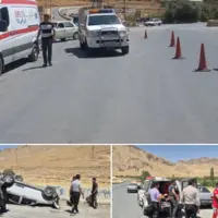  امدادرسانی به مصدومان واژگونی خودروی کوییک